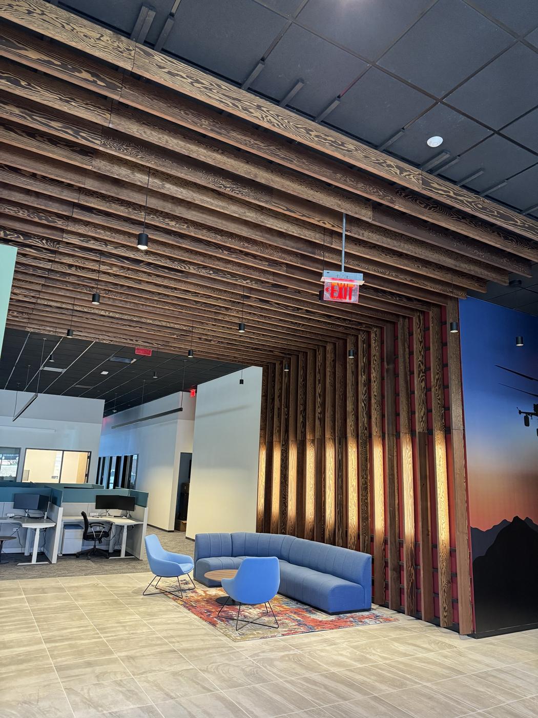 Office lobby feature ceiling